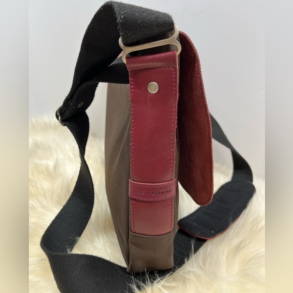 Jack Gomme Paris France Leather and Canvas Flap Front Messenger/ Shoulder Bag - Picture 6 of 14